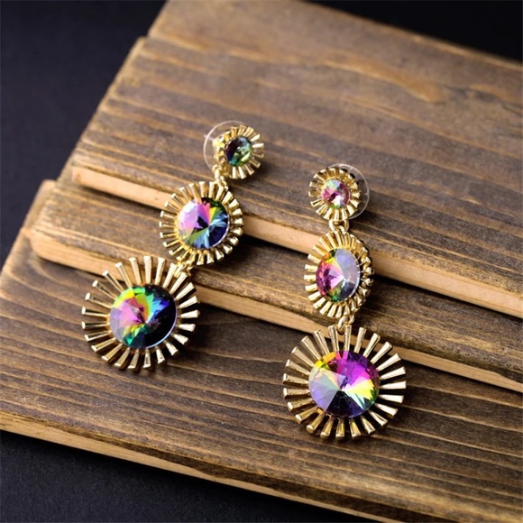 Free People Jewelry - Multicolored crystal earrings